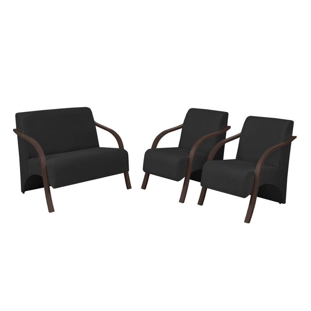 ConjPoltronas 1 Dois Lugares 2 Um Lugar Braços Em Madeira 1 Namoradeira 2 De Um Lugar Suede