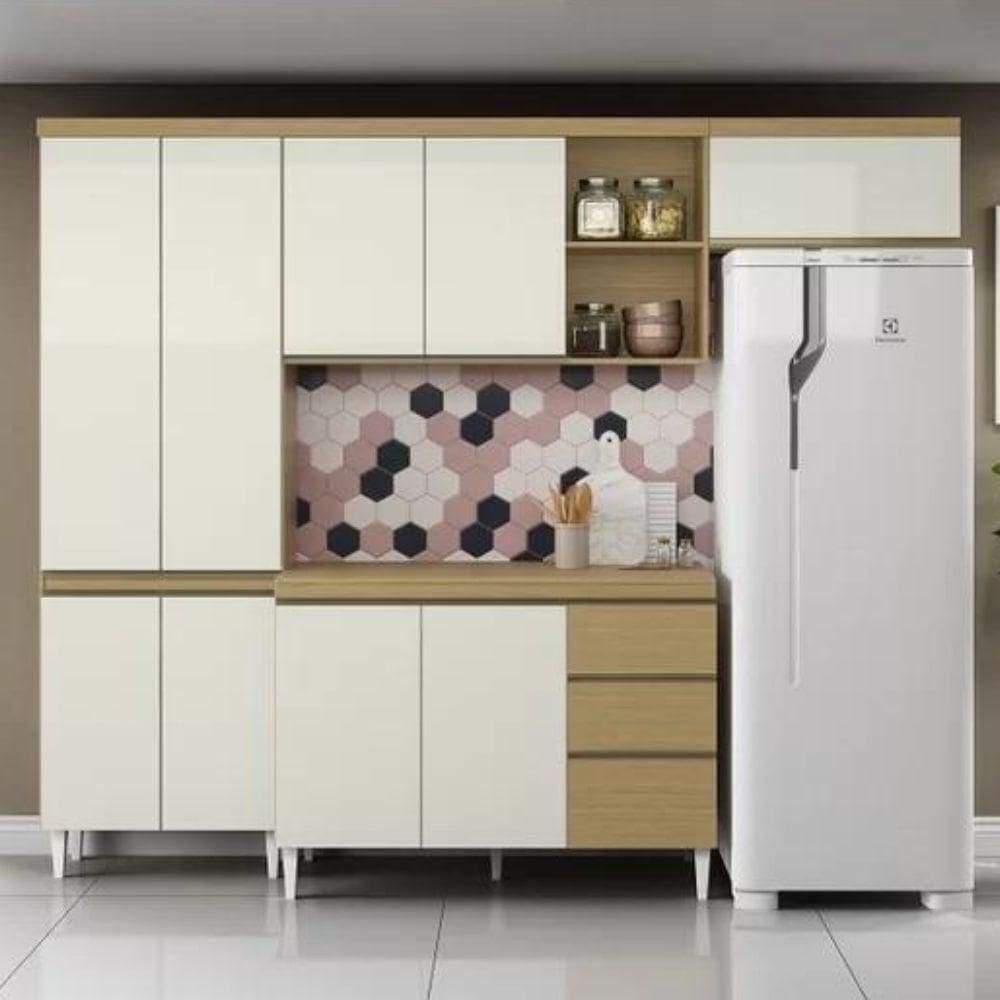 Cozinha Completa 4 Peças 10 Portas 2 Gavetas Sophia Atacama Com Off White