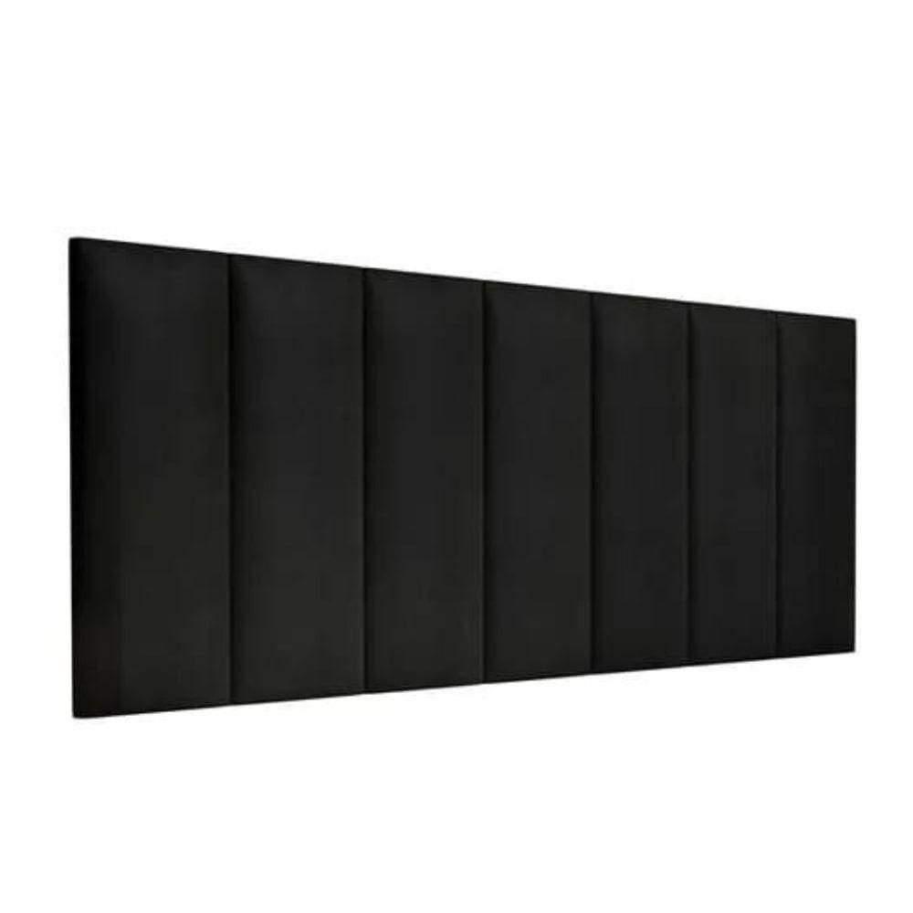 Kit 10 Placas Estofadas Cabeceira Cama King 20x60cm Preto