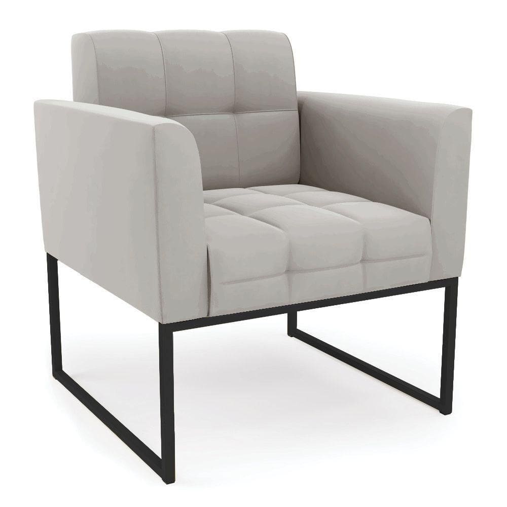 Poltrona Elisa Veludo Base Metálica Industrial Preto - D`rossi Cor Cinza