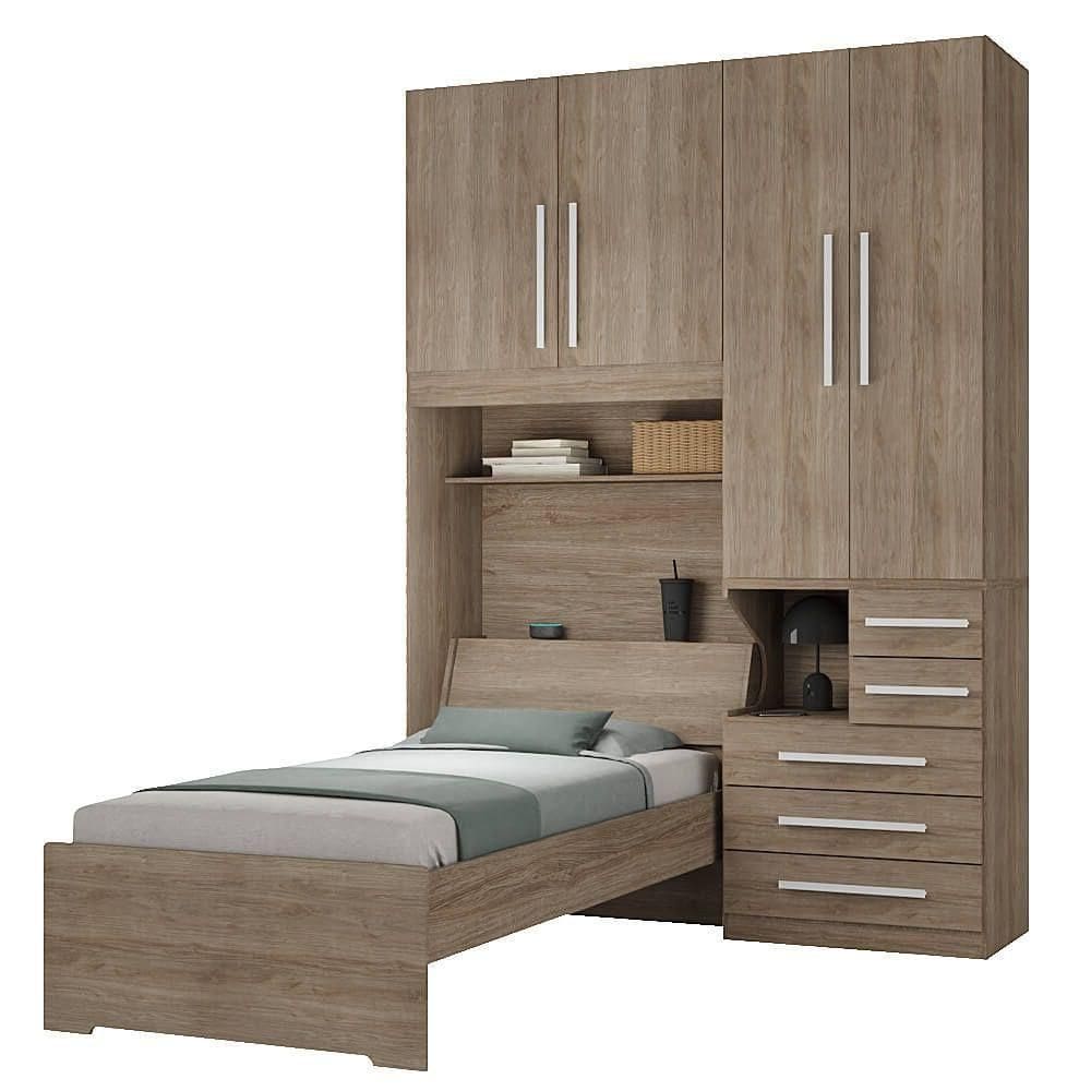 Dormitório De Solteiro Sem Cama 1225s Direito Castanho