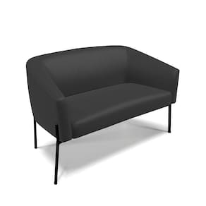 Sofá Namoradeira 2 Lugares Pé De Ferro Preto Stella Corino D03 - D`rossi Cor Preto