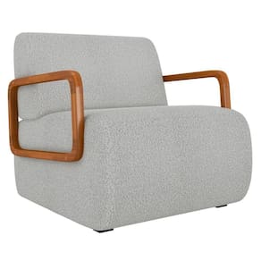 Poltrona Decorativa Orgânica Para Sala Belarus K04 Bouclê Cinza Claro Mpozenato