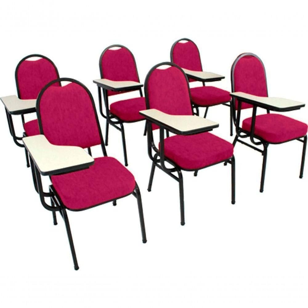 Kit Com 6 Cadeiras Para Auditórios Linha Hotel Rosa