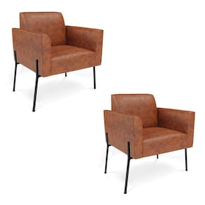 Poltrona Pé De Ferro Preto Kit 2 Para Sala Marisa Corano D03 - D`rossi Cor Nozes