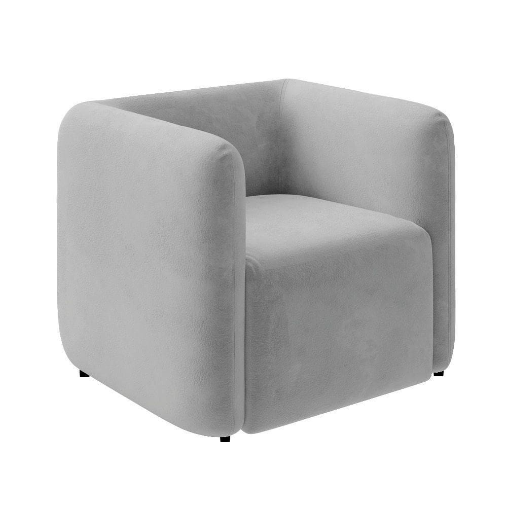 Poltrona Sala De Estar Decorativa Laguna Veludo K01 - D`rossi Cor Cinza