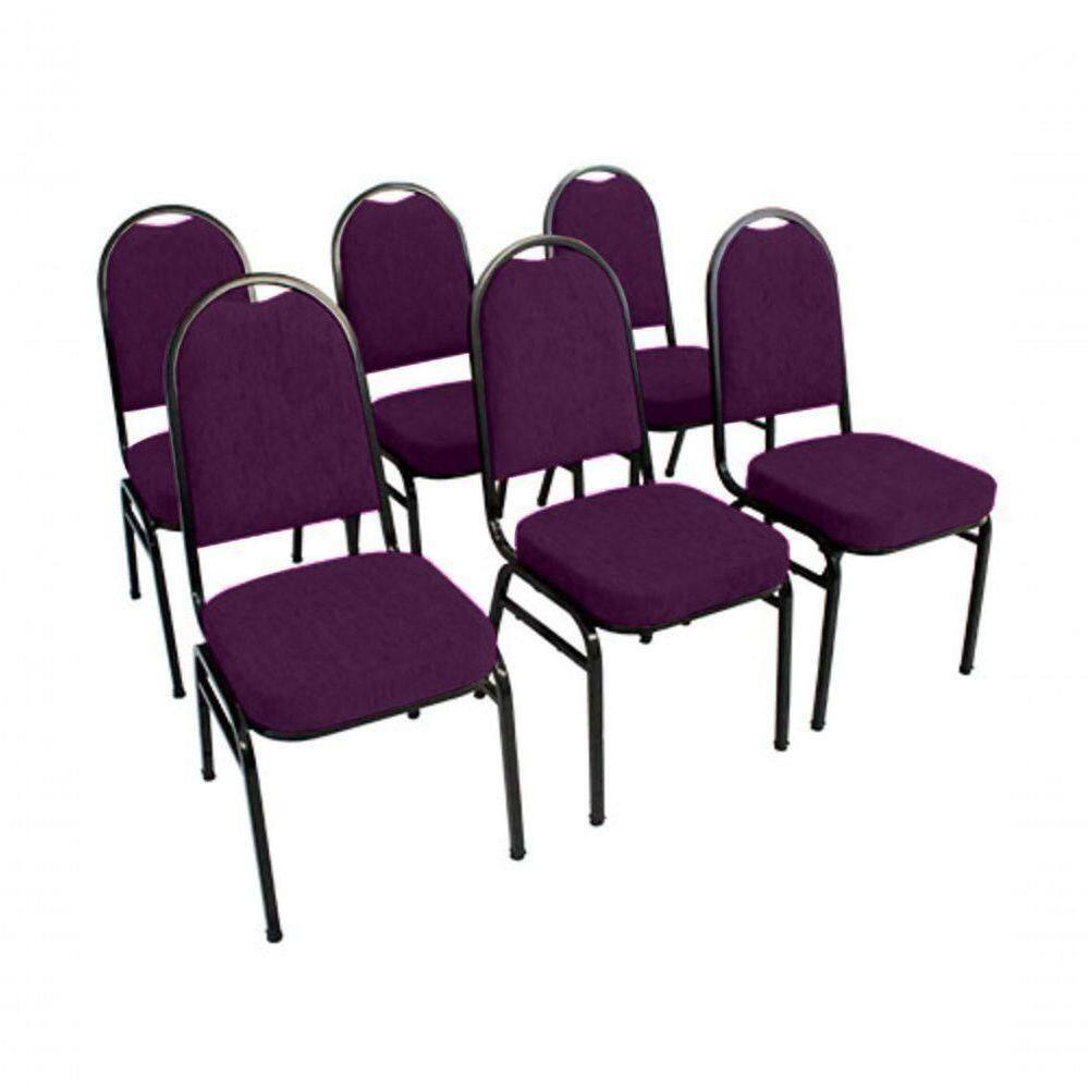 Kit Com 6 Cadeiras Para Auditórios Linha Hotel Roxo