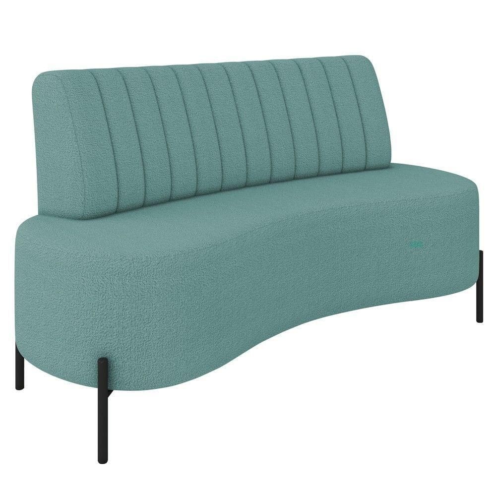 Sofá 2 Lugares 135cm Pés Aço Preto Tamar K04 Bouclê Azul - Mpozenato