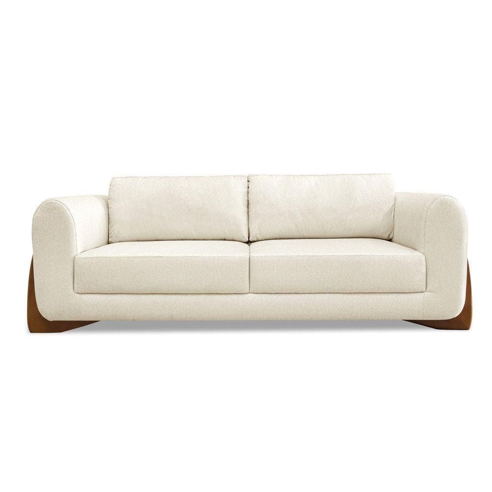 Sofá 3 Lugares Base De Madeira Clarissa 230 Cm Linho S04 - D`rossi Cor Natural