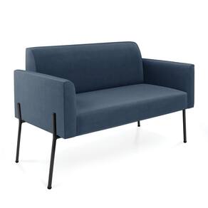 Sofá Namoradeira 2 Lugares Pé De Ferro Preto Marisa Suede D03 - D`rossi Cor Azul Marinho