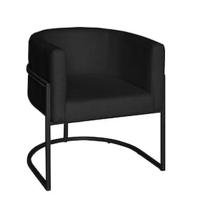 Poltrona Base Industrial Preto Sala De Estar Lety Veludo Preto S05 - D`rossi