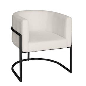 Poltrona Base Industrial Preto Para Sala Lety Blouclê Bege