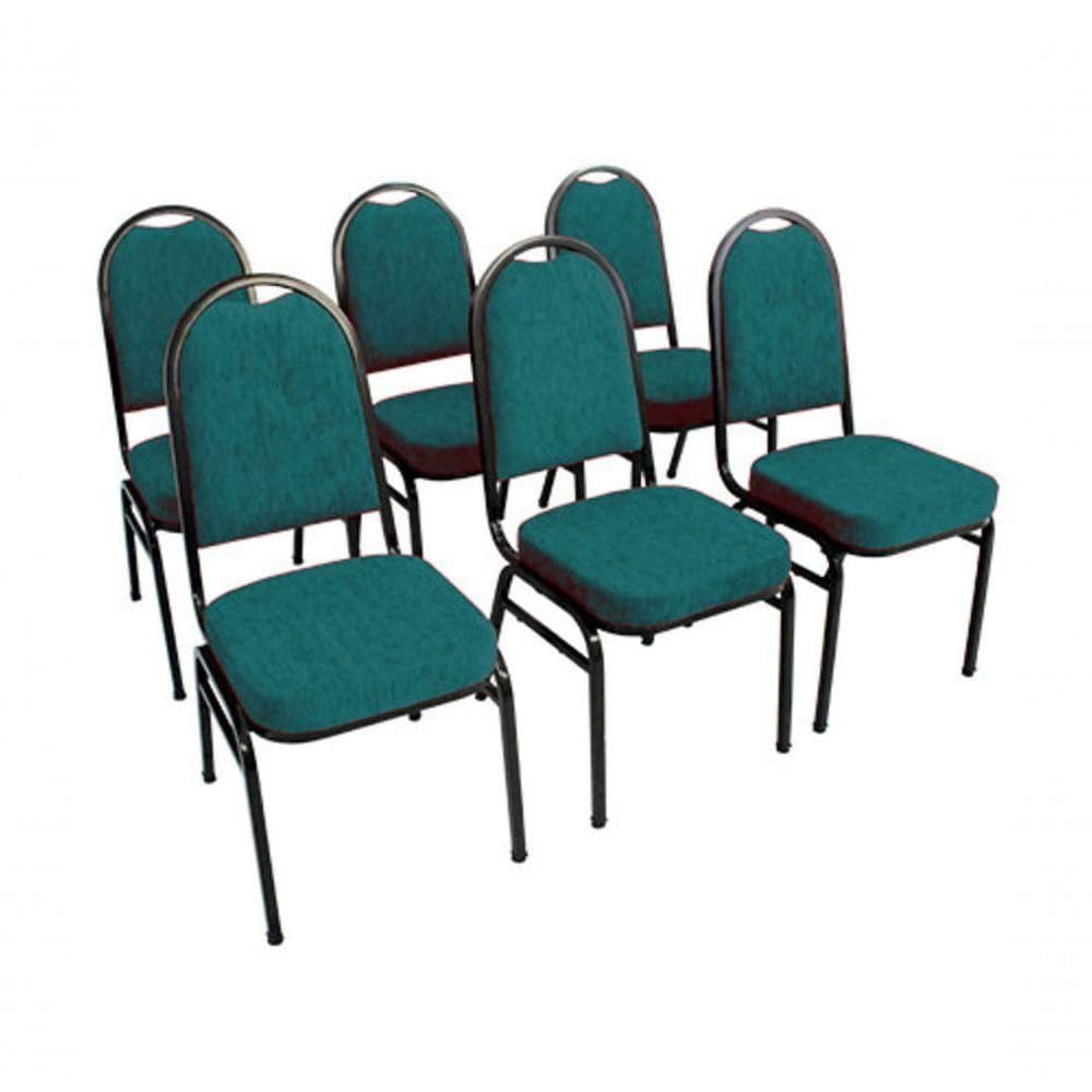 Kit Com 6 Cadeiras Para Auditórios Linha Hotel Verde