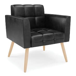Poltrona Elisa Corano Pés Palito Natural - D`rossi Cor Preto