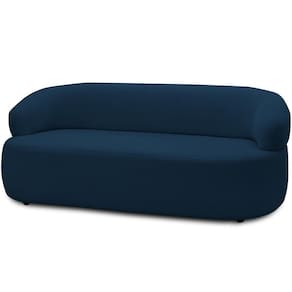 Sofá 3 Lugares Orgânico Sala De Estar Living 170cm Carmen F04 Veludo Azul - Lyam Decor