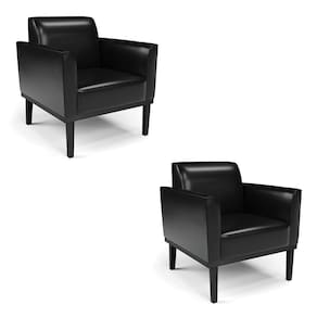Kit 2 Poltronas Base De Madeira Fixa Preto Marisa Corano D03 - D\`rossi Cor Preto