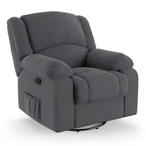 Poltrona Do Papai Reclinável Melim Glider Giratória Massagem Veludo Fh1 - D`rossi Cor Cinza