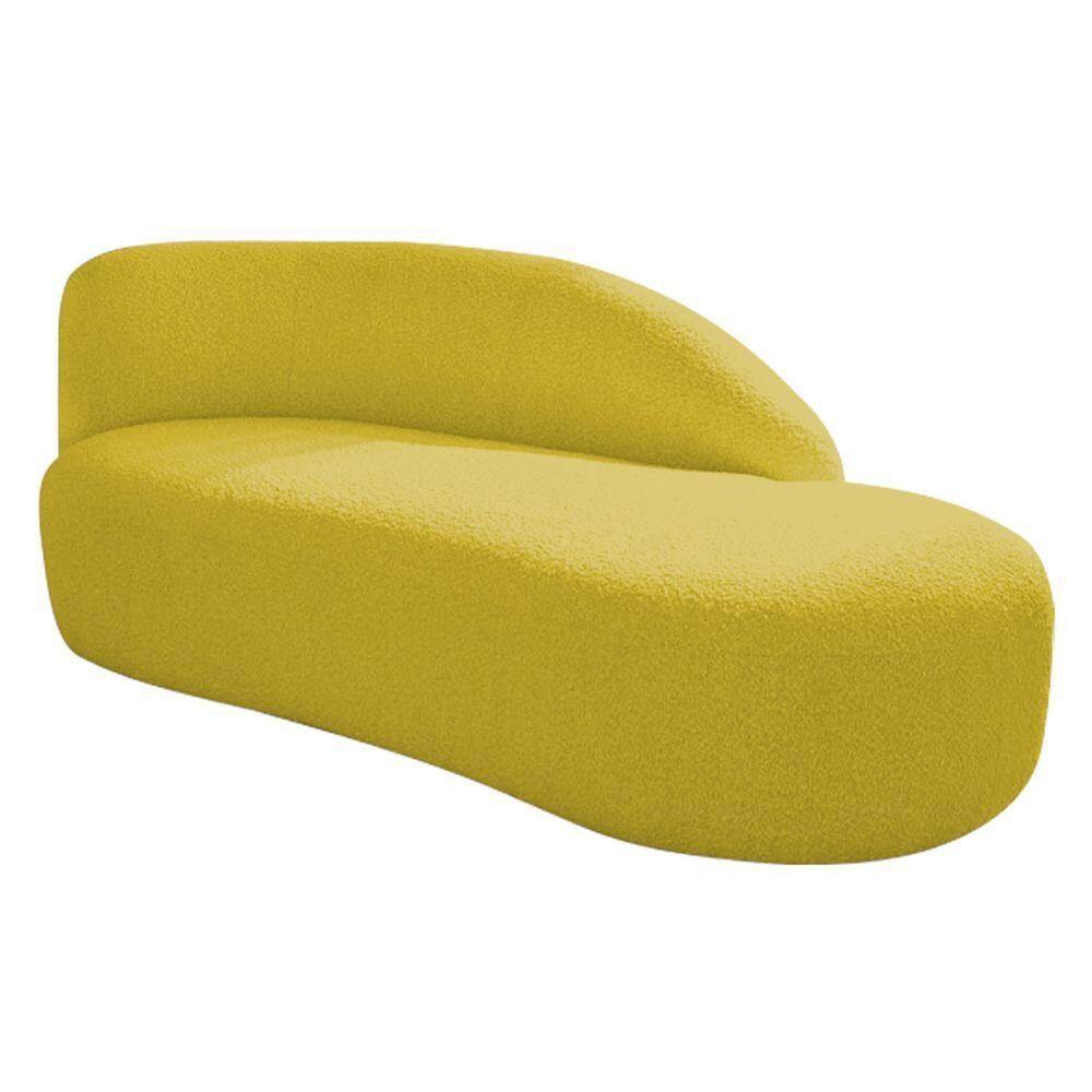 Divã Recamier Curvo Luna 140cm Lado Direito Suede - Doce Sonho Móveis Cor Amarelo
