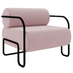 Poltrona Decorativa Para Sala Industrial Kira K04 Veludo Rosê Mpozenato