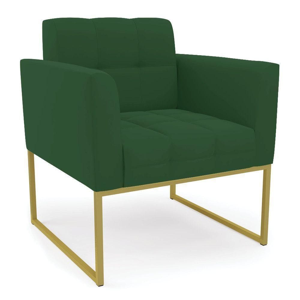 Poltrona Elisa Veludo Verde Base Metálica Industrial Dourado - D`rossi