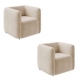 Poltrona Sala De Estar Decorativa Kit 2 Laguna Veludo Bege K01 - D`rossi