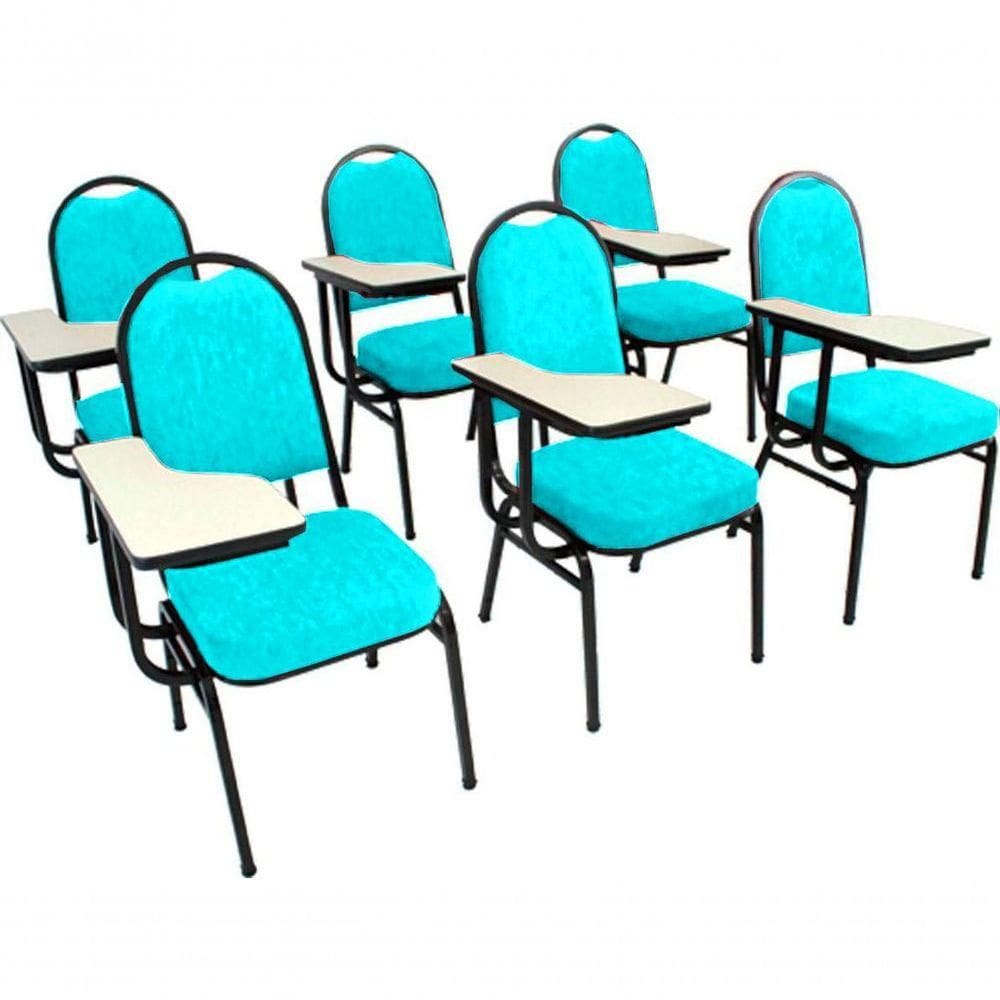 Kit Com 6 Cadeiras Para Auditórios Linha Hotel Verde