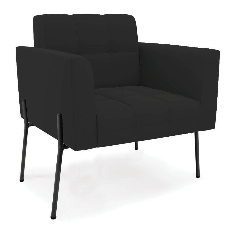 Poltrona Pé De Ferro Preto Para Sala Elisa Veludo D03 - D`rossi Cor Preto
