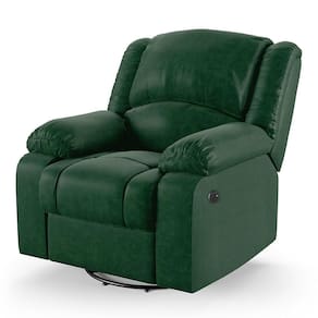 Poltrona Do Papai Reclinável Melim Glider Giratória Usb Pu Verde Musgo Fh1 - D`rossi