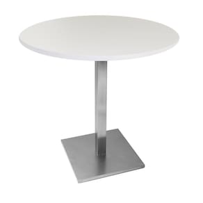 Mesa Alpha Inox 77,50 Cm (altura) Com Tampo Em Mdp Redonda 80 Cm Branco