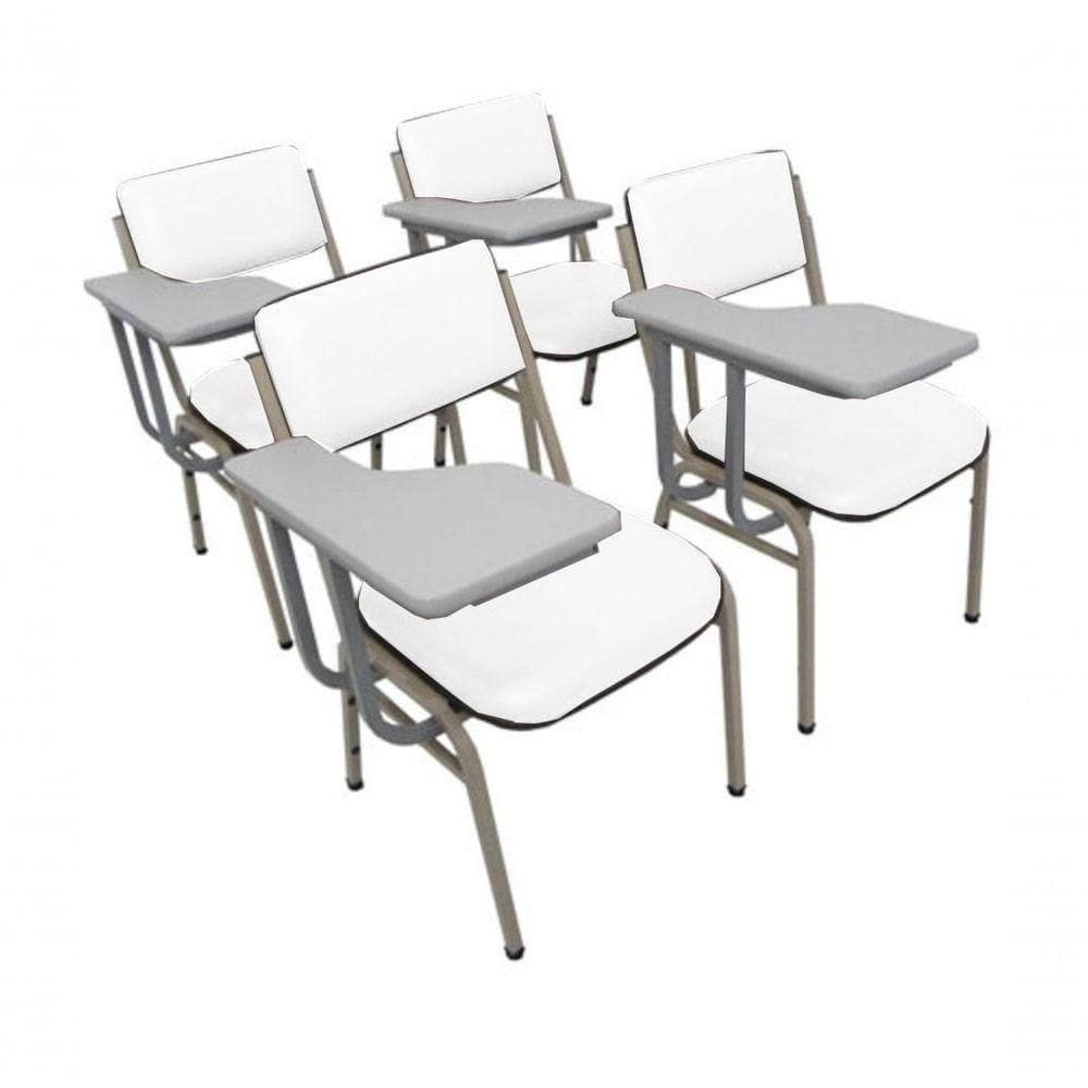 Kit Com 4 Cadeiras Para Auditórios Linha Hotel Smart Branco