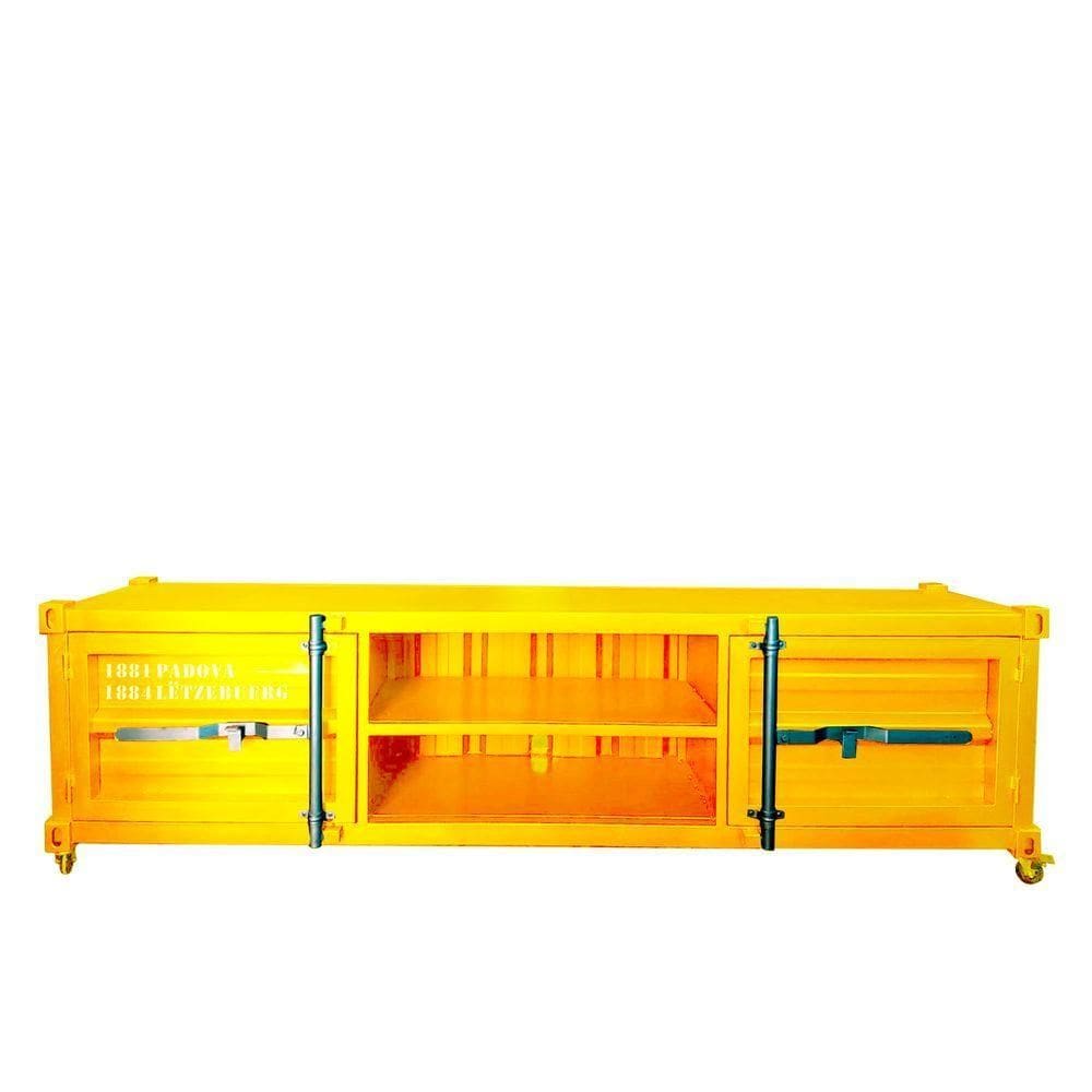 Rack Para Tv Container Newark - Estilo Industrial Em Ferro 1m50 Cor Amarelo Largura 150cm L