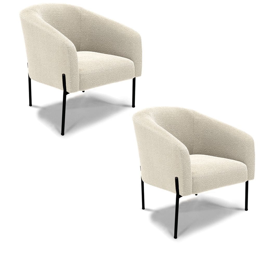 Poltrona Decorativa Pé de Ferro Preto Kit 2 Stella Bouclê D03 - D`Rossi