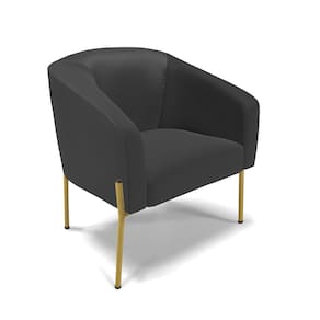 Poltrona Pé De Ferro Dourado Sala De Estar Stella Corino D03 - D`rossi Cor Preto