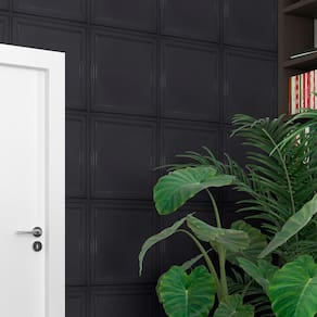 Kit c/5 Placas Decorativas PVC Boiserie efeito Gesso Preto Alto Relevo Lavavel Sala 50cm x 50cm
