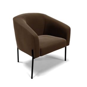 Poltrona Pé De Ferro Preto Sala De Estar Stella Suede Marrom D03 - D`rossi