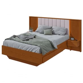 Cama Casal 140cm Com Usb, Usb-c E 2 Mesa De Cabeceiras Solaris - Lopas Frassino/off White