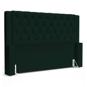 Cabeceira Atena Para Cama Box Casal Padrão 140cm Capitonê Com Frame Veludo Verde Escuro Desk Design