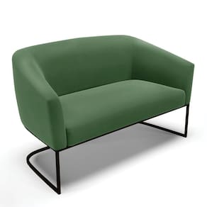 Sofá Namoradeira 2 Lugares Base Industrial Preto Stella Suede D03 - D`rossi Cor Verde