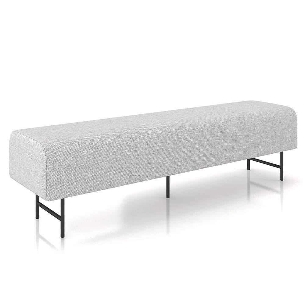 Puff Recamier Decorativo Pés Em Ferro 160cm Dublin P02 Linho Cinza Claro - Mpozenato