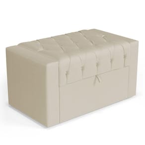 Calçadeira Báu Solteiro Atena 90cm Capitonê Suede Bege Claro - Desk Design
