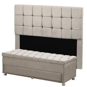 Cabeceira Julia Calçadeira Munique 140cm Shop Das Cabeceiras Bege Marfim