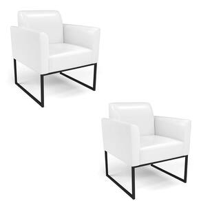 Kit 2 Poltronas Base Industrial Preto Marisa Corano Branco D03 - D`rossi