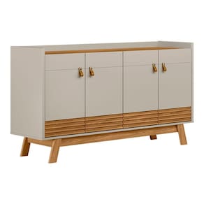 Buffet Aparador Dara 4 Portas Nature E Off White 88x160 Cm L04- D`rossi