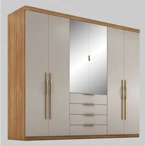Guarda-roupa Casal 6 portas 4 Gavetas Casal Giardino Amêndola Touch/Nude Prime