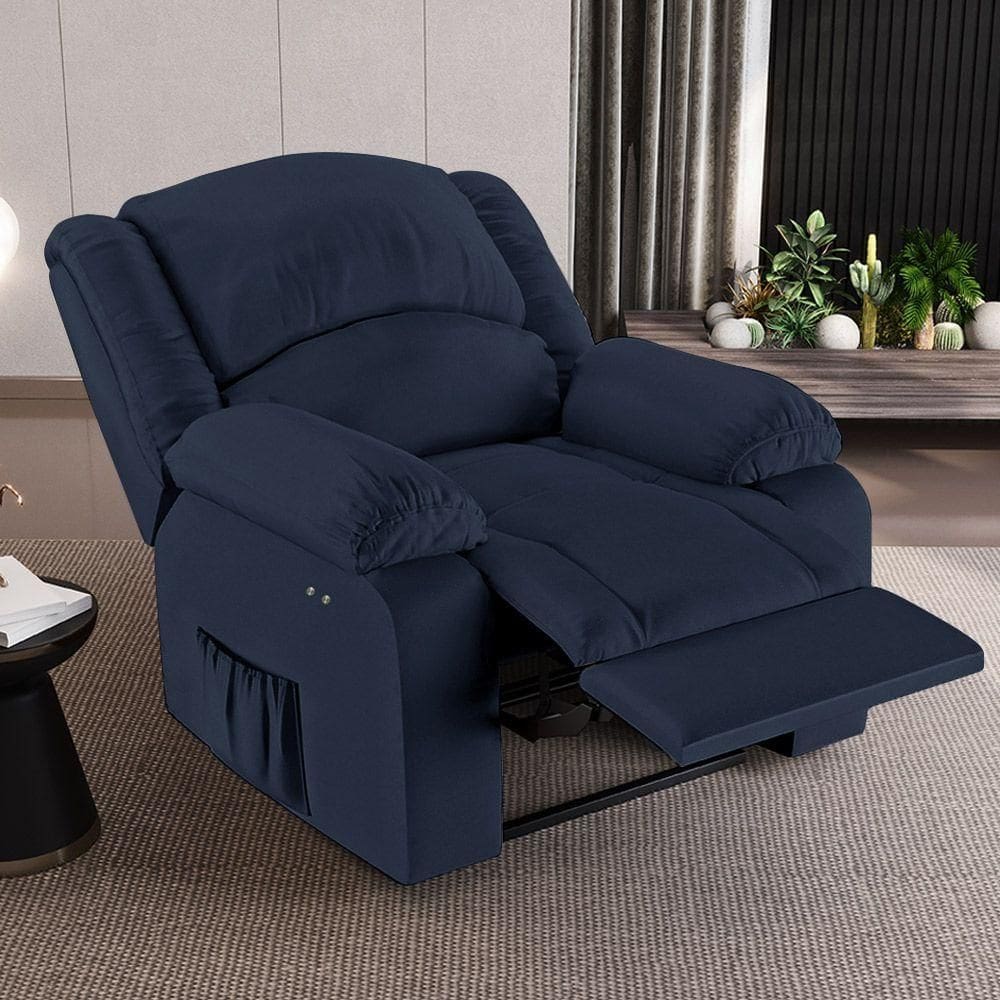 Poltrona Do Papai Reclinável Sala De Cinema Barcelona Touch Massagem Usb Pu Azul