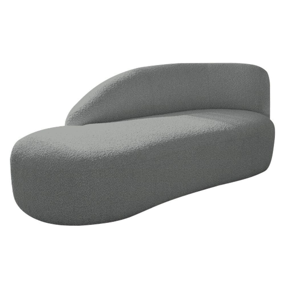 Divã Recamier Curvo Luna 185cm Lado Esquerdo Suede - Doce Sonho Móveis Cor Cinza