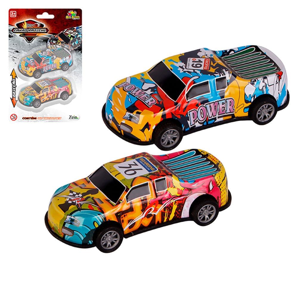 Carro Radical Art Brinq Metal Envelopado de Fricção 3+ Anos com 2 Unidades