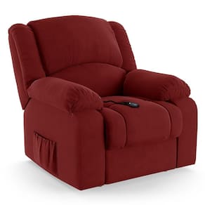 Poltrona Do Papai Reclinável Melim Controle Power Elétrico Veludo Vermelho Fh1 - D`rossi