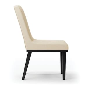 Cadeira Sala De Jantar Base Madeira Preto Kit 2 Sofia Linho D03 - D`rossi Cor Bege
