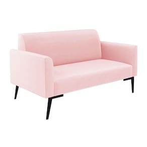 Sofá Namoradeira Pés Villach Marisa Suede Rosa Bebê D03 - D`rossi